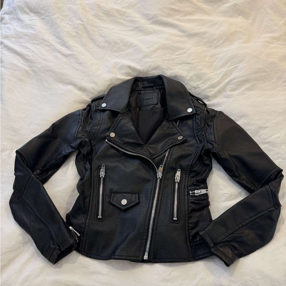 BLANKNYC Black Mixed Media Faux Leather Moto Jacket XS